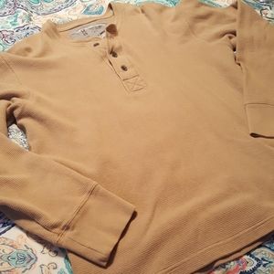 Old Navy Men's Medium Thermal-style Cotton Long Sleeved Shirt Tan